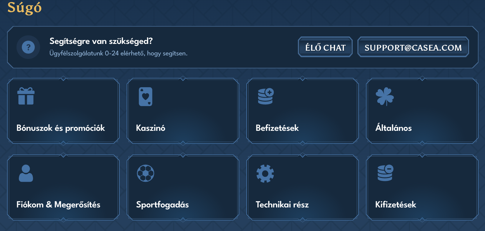 Casea kaszinó ügyfélszolgálat