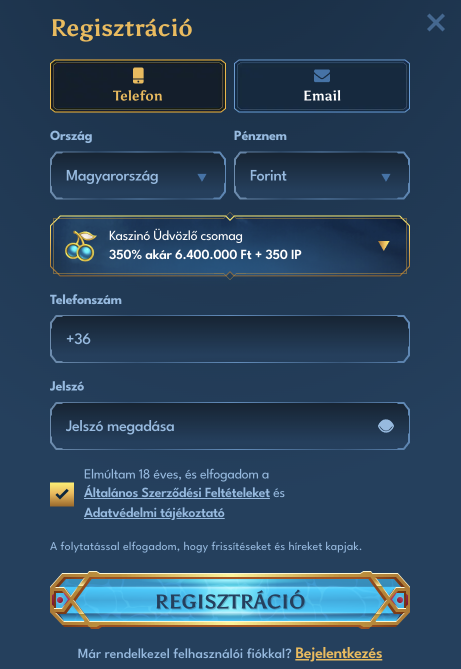 Casea kaszinó regisztráció