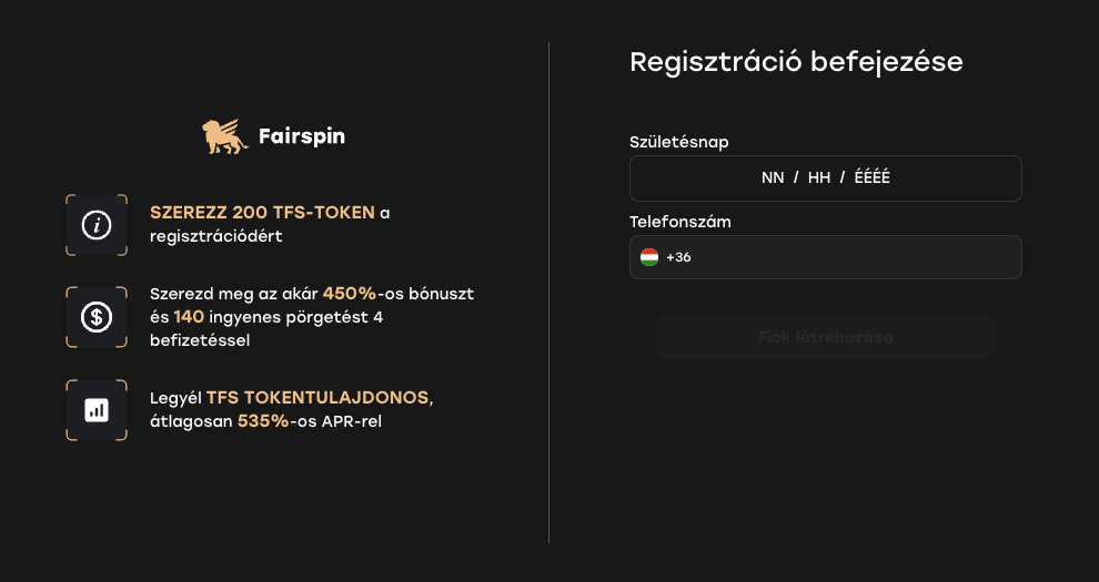 fairspin online casino bejelentkezés