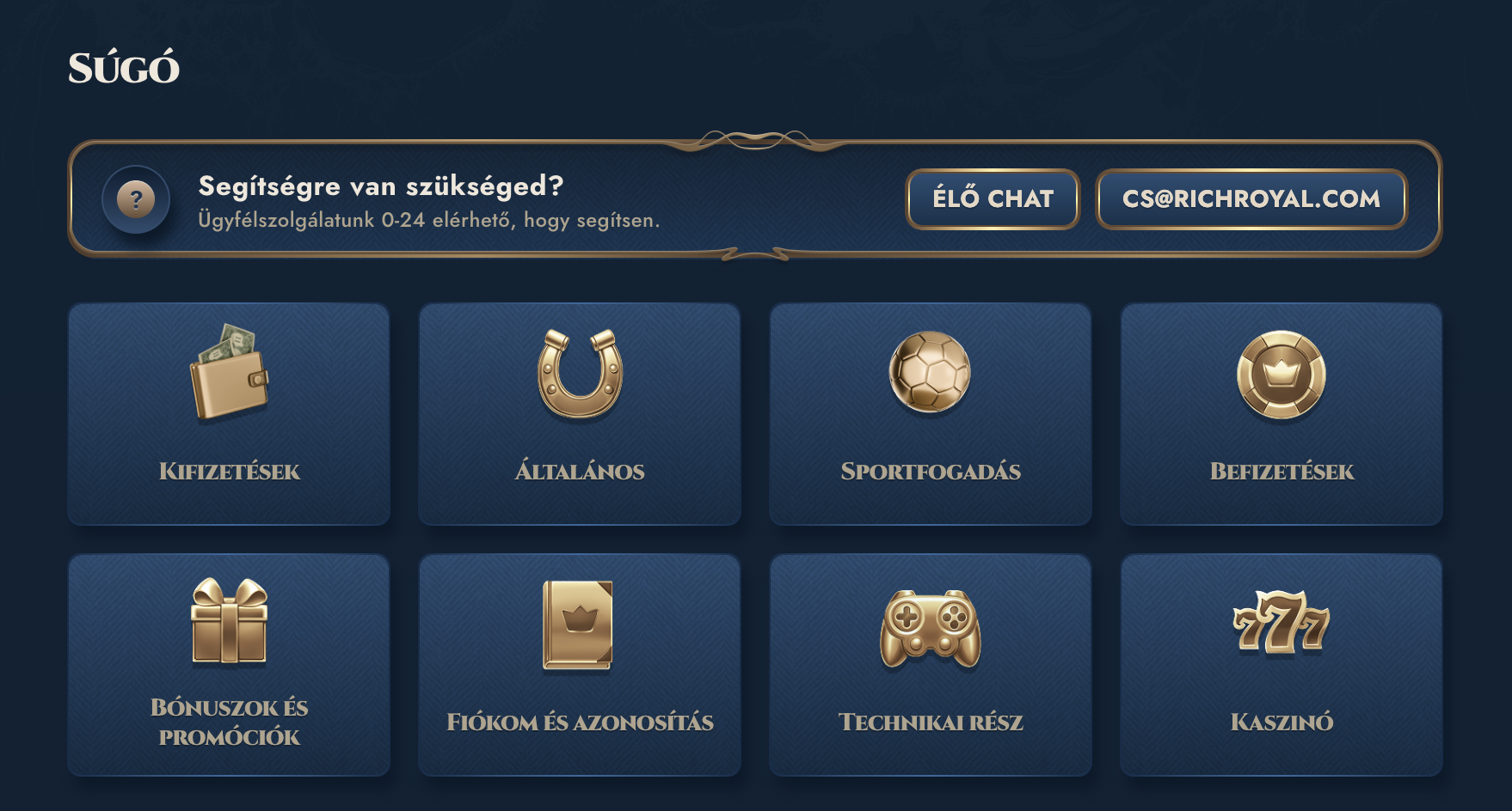 Rich Royal ügyfélszolgálat