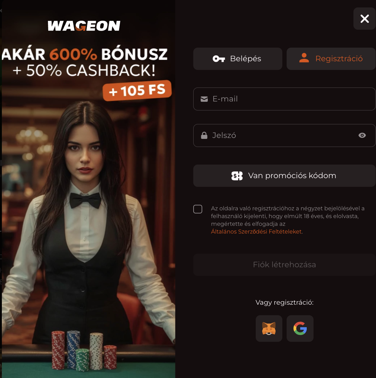 kaszinó Wageon regisztráció
