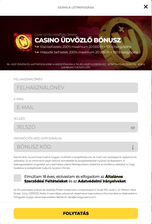 Energy Casino rеgіsztráсіó